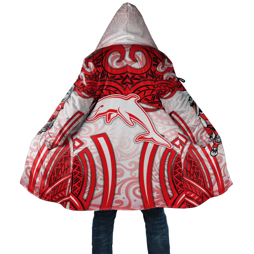 Dolphins Rugby Cloak Polynesian Tribal Dolphin Warrior Red White Pattern