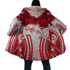 Dolphins Rugby Cloak Polynesian Tribal Dolphin Warrior Red White Pattern