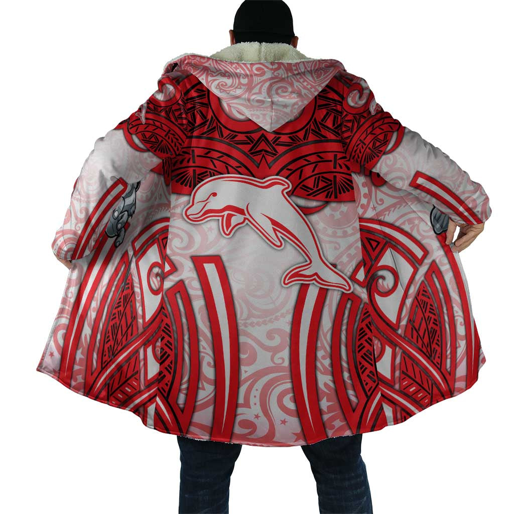 Dolphins Rugby Cloak Polynesian Tribal Dolphin Warrior Red White Pattern