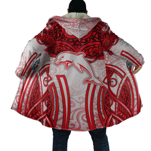 Dolphins Rugby Cloak Polynesian Tribal Dolphin Warrior Red White Pattern