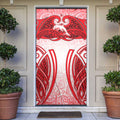 Dolphins Rugby Door Cover Polynesian Tribal Dolphin Warrior Red White Pattern