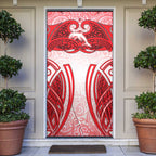 Dolphins Rugby Door Cover Polynesian Tribal Dolphin Warrior Red White Pattern