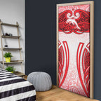 Dolphins Rugby Door Cover Polynesian Tribal Dolphin Warrior Red White Pattern
