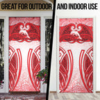 Dolphins Rugby Door Cover Polynesian Tribal Dolphin Warrior Red White Pattern