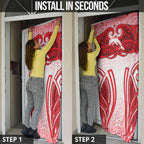 Dolphins Rugby Door Cover Polynesian Tribal Dolphin Warrior Red White Pattern