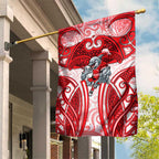 Dolphins Rugby Garden Flag Polynesian Tribal Dolphin Warrior Red White Pattern