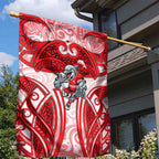 Dolphins Rugby Garden Flag Polynesian Tribal Dolphin Warrior Red White Pattern