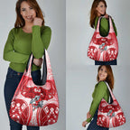 Dolphins Rugby Grocery Bag Polynesian Tribal Dolphin Warrior Red White Pattern