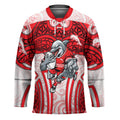 Dolphins Rugby Hockey Jersey Polynesian Tribal Dolphin Warrior Red White Pattern
