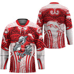 Dolphins Rugby Hockey Jersey Polynesian Tribal Dolphin Warrior Red White Pattern