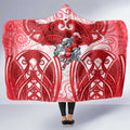 Dolphins Rugby Hooded Blanket Polynesian Tribal Dolphin Warrior Red White Pattern