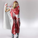 Dolphins Rugby Hooded Blanket Polynesian Tribal Dolphin Warrior Red White Pattern
