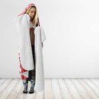 Dolphins Rugby Hooded Blanket Polynesian Tribal Dolphin Warrior Red White Pattern