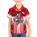 Dolphins Rugby Kid Hawaiian Shirt Polynesian Tribal Dolphin Warrior Red White Pattern