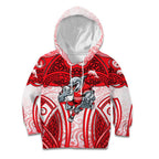 Dolphins Rugby Kid Hoodie Polynesian Tribal Dolphin Warrior Red White Pattern