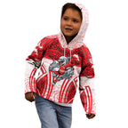 Dolphins Rugby Kid Hoodie Polynesian Tribal Dolphin Warrior Red White Pattern