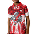 Dolphins Rugby Kid Polo Shirt Polynesian Tribal Dolphin Warrior Red White Pattern