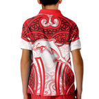 Dolphins Rugby Kid Polo Shirt Polynesian Tribal Dolphin Warrior Red White Pattern