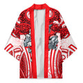 Dolphins Rugby Kimono Polynesian Tribal Dolphin Warrior Red White Pattern