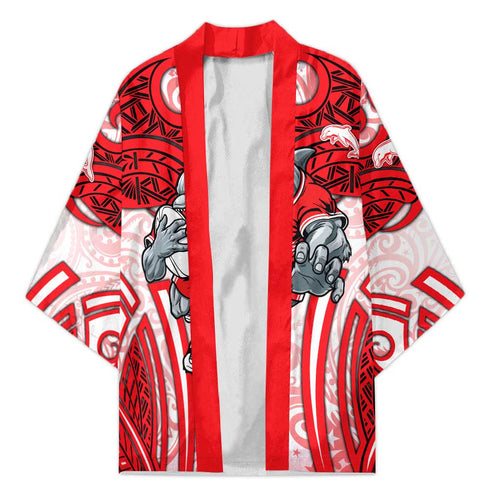 Dolphins Rugby Kimono Polynesian Tribal Dolphin Warrior Red White Pattern