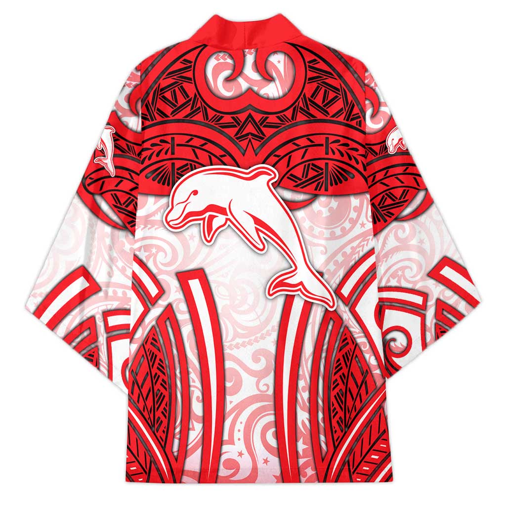 Dolphins Rugby Kimono Polynesian Tribal Dolphin Warrior Red White Pattern