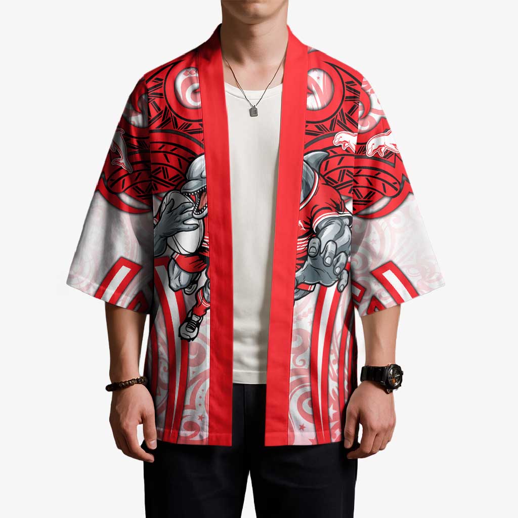 Dolphins Rugby Kimono Polynesian Tribal Dolphin Warrior Red White Pattern