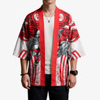 Dolphins Rugby Kimono Polynesian Tribal Dolphin Warrior Red White Pattern