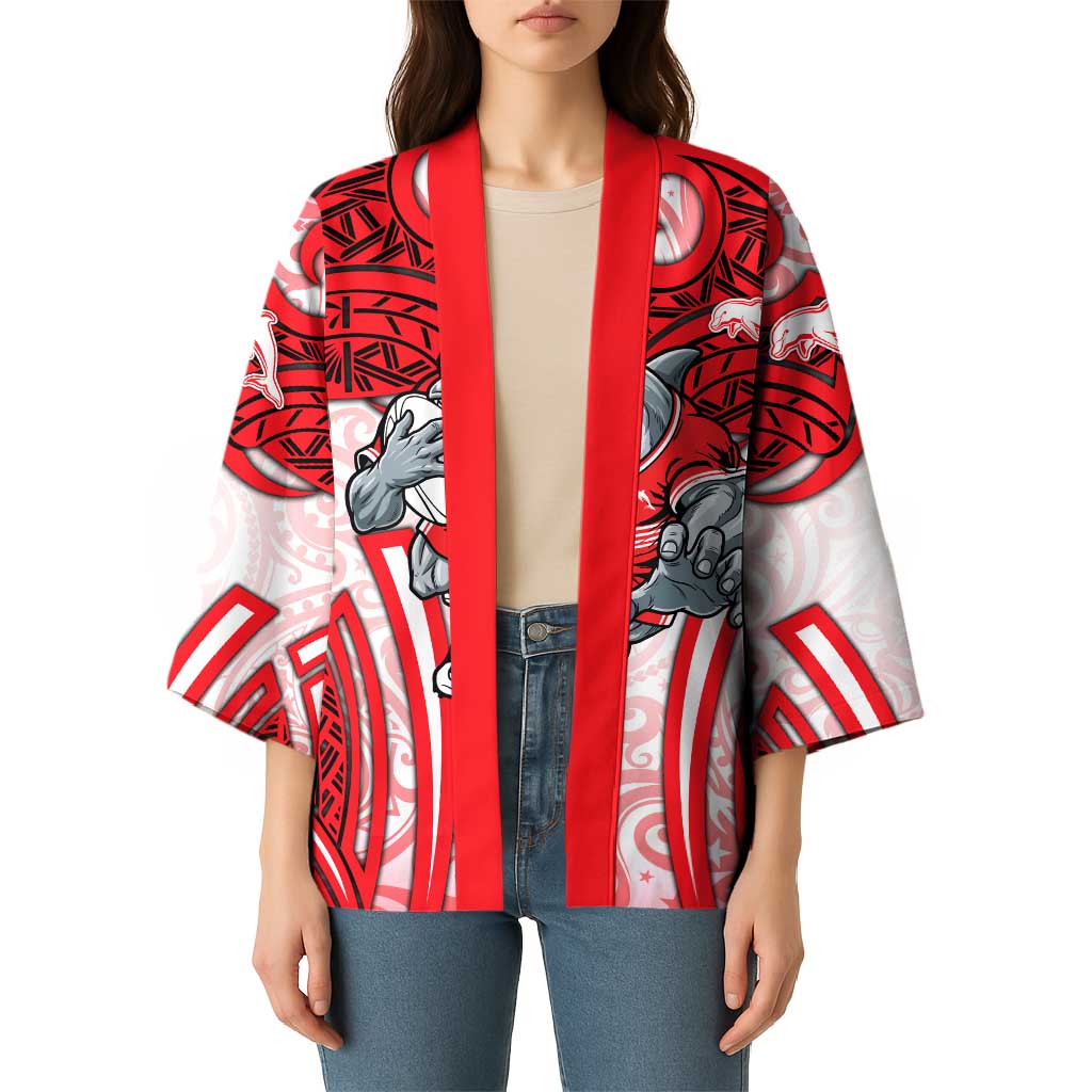 Dolphins Rugby Kimono Polynesian Tribal Dolphin Warrior Red White Pattern