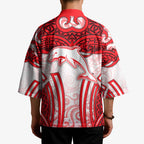 Dolphins Rugby Kimono Polynesian Tribal Dolphin Warrior Red White Pattern