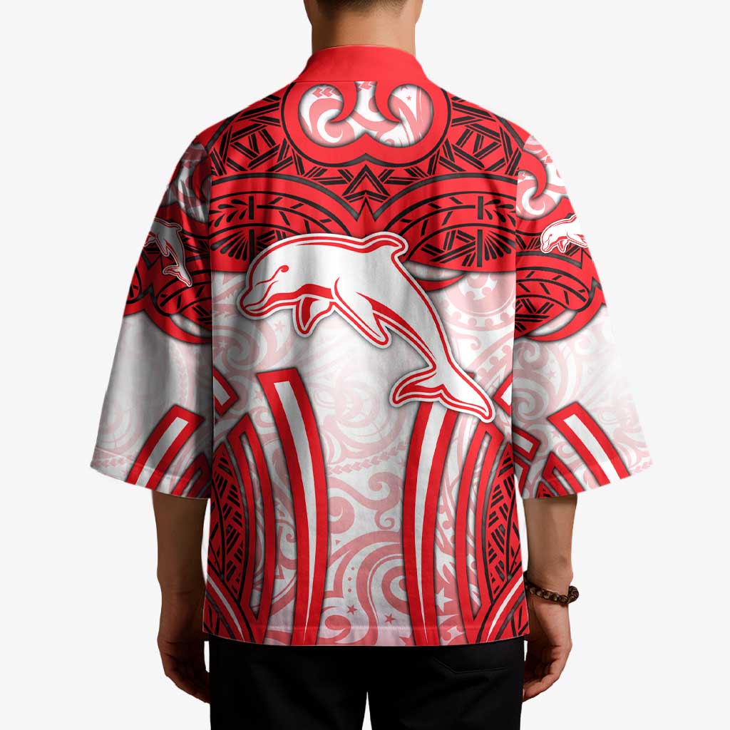 Dolphins Rugby Kimono Polynesian Tribal Dolphin Warrior Red White Pattern