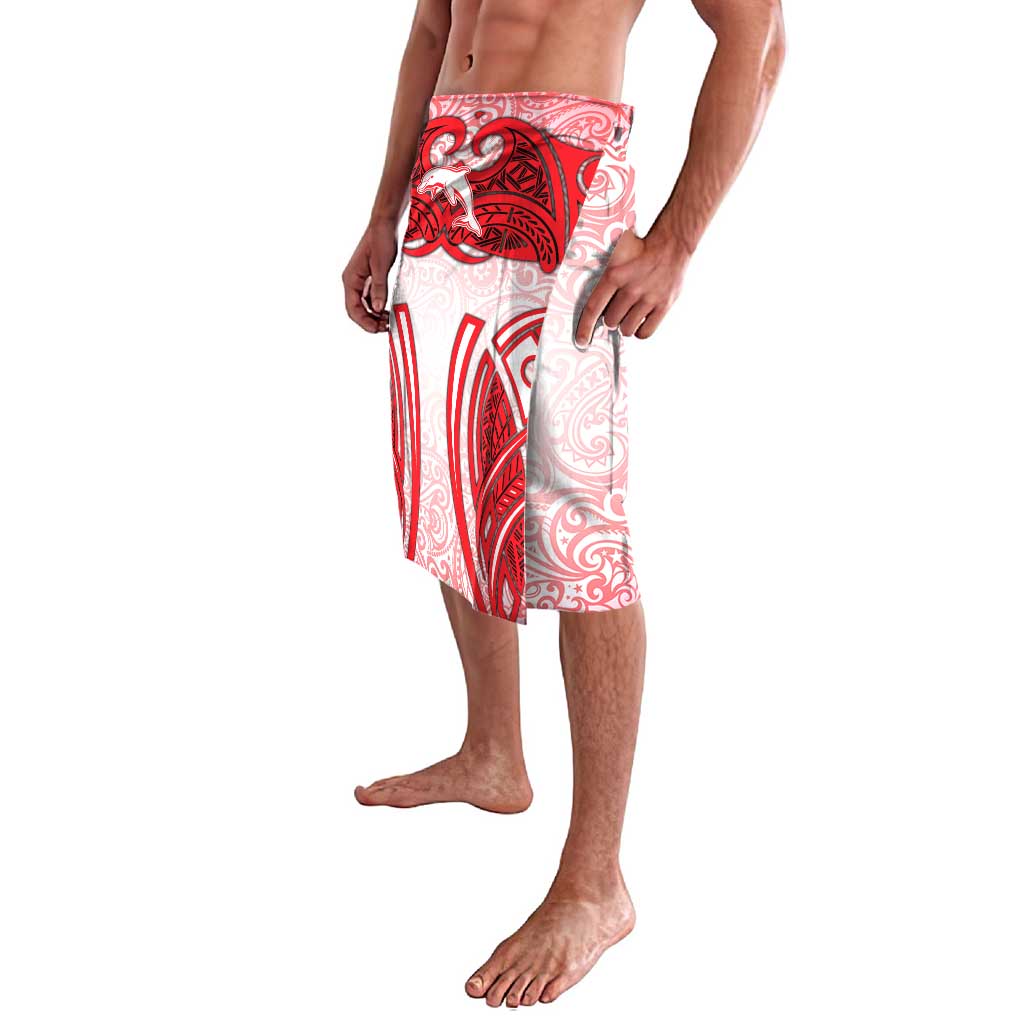 Dolphins Rugby Lavalava Polynesian Tribal Dolphin Warrior Red White Pattern