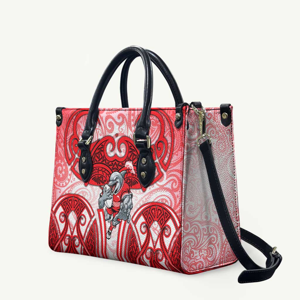 Dolphins Rugby Leather Bag Polynesian Tribal Dolphin Warrior Red White Pattern