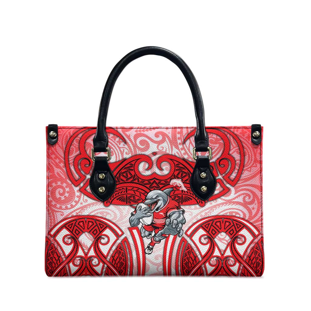Dolphins Rugby Leather Bag Polynesian Tribal Dolphin Warrior Red White Pattern