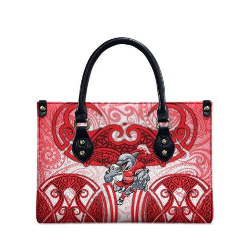 Dolphins Rugby Leather Bag Polynesian Tribal Dolphin Warrior Red White Pattern