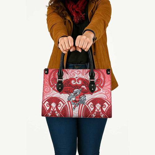 Dolphins Rugby Leather Bag Polynesian Tribal Dolphin Warrior Red White Pattern