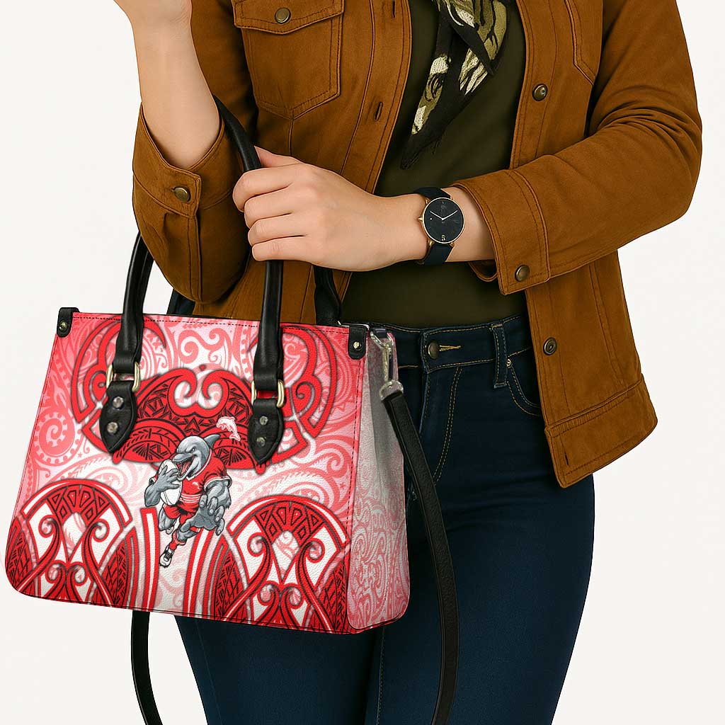 Dolphins Rugby Leather Bag Polynesian Tribal Dolphin Warrior Red White Pattern