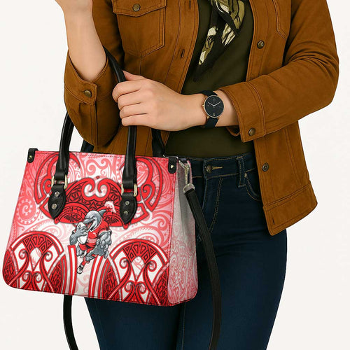Dolphins Rugby Leather Bag Polynesian Tribal Dolphin Warrior Red White Pattern