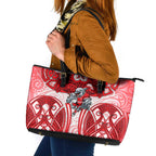 Dolphins Rugby Leather Tote Bag Polynesian Tribal Dolphin Warrior Red White Pattern