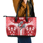 Dolphins Rugby Leather Tote Bag Polynesian Tribal Dolphin Warrior Red White Pattern