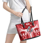 Dolphins Rugby Leather Tote Bag Polynesian Tribal Dolphin Warrior Red White Pattern