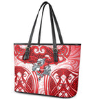Dolphins Rugby Leather Tote Bag Polynesian Tribal Dolphin Warrior Red White Pattern
