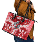 Dolphins Rugby Leather Tote Bag Polynesian Tribal Dolphin Warrior Red White Pattern