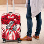 Dolphins Rugby Luggage Cover Polynesian Tribal Dolphin Warrior Red White Pattern