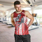 Dolphins Rugby Men Tank Top Polynesian Tribal Dolphin Warrior Red White Pattern