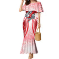 Dolphins Rugby Mermaid Dress Polynesian Tribal Dolphin Warrior Red White Pattern