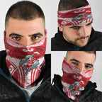Dolphins Rugby Neck Gaiter Polynesian Tribal Dolphin Warrior Red White Pattern