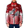 Dolphins Rugby Padded Jacket Polynesian Tribal Dolphin Warrior Red White Pattern