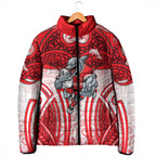 Dolphins Rugby Padded Jacket Polynesian Tribal Dolphin Warrior Red White Pattern