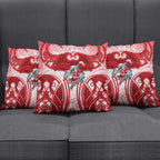 Dolphins Rugby Pillow Cover Polynesian Tribal Dolphin Warrior Red White Pattern