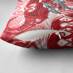 Dolphins Rugby Pillow Cover Polynesian Tribal Dolphin Warrior Red White Pattern